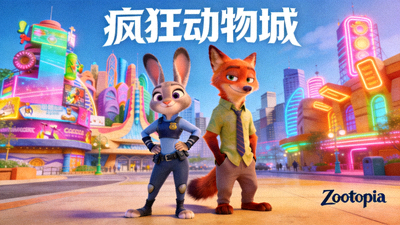 电影海报 - 动画电影《疯狂动物城》可爱角色封面